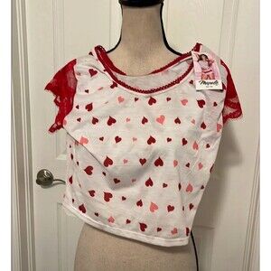 NWT large sleep shirt red hearts napale SL46